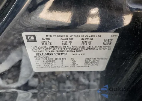 2013 GMC Terrain Sle из США, поврежденный, VIN 2GKALMEK2D6324288